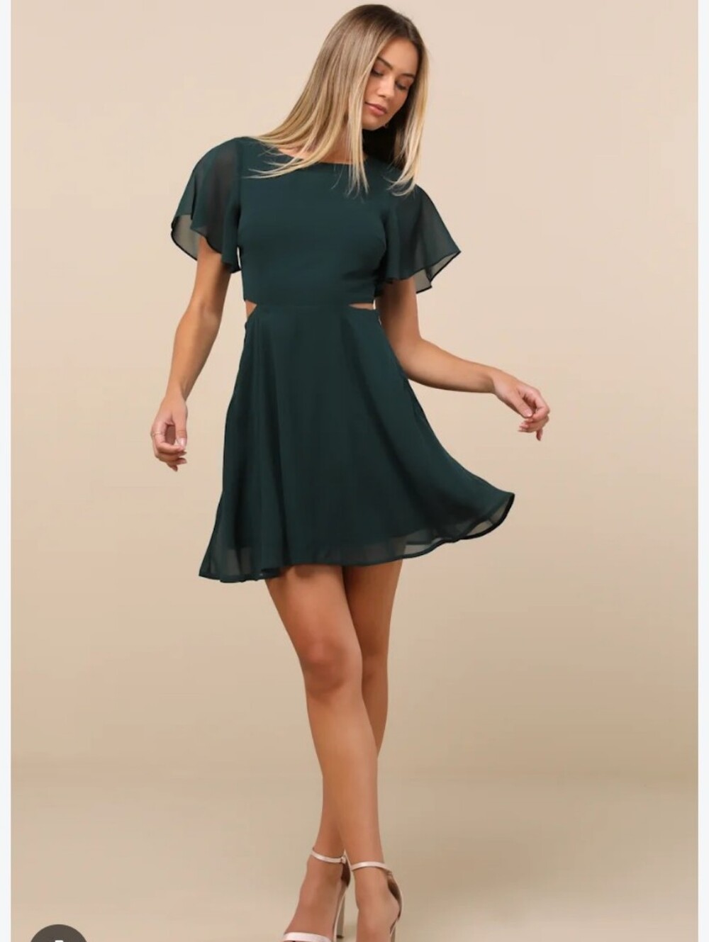 Lulu's Forest Green Fit & Flare Mini Dress